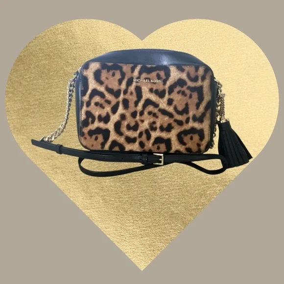 Michael Michael Kors Ginny Leopard Print Medium Calf Hair Bag - Picture 12 of 16